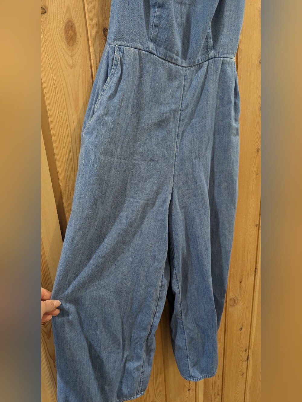 4/$40 Old Navy Blue Denim Wide Leg Romper - Picture 6 of 9